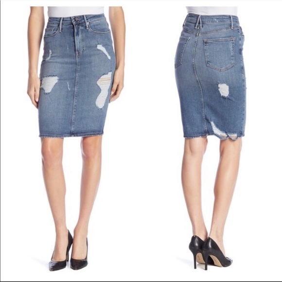 Good American Dresses & Skirts - Good American- High Waist Denim Distressed Pencil Skirt- 2/26